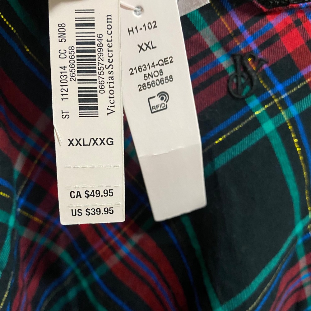 NWT Victoria's Secret Slip Dress Holiday Plaid Women XXL Plaid Lurex Multicolor - Picture 5 of 6